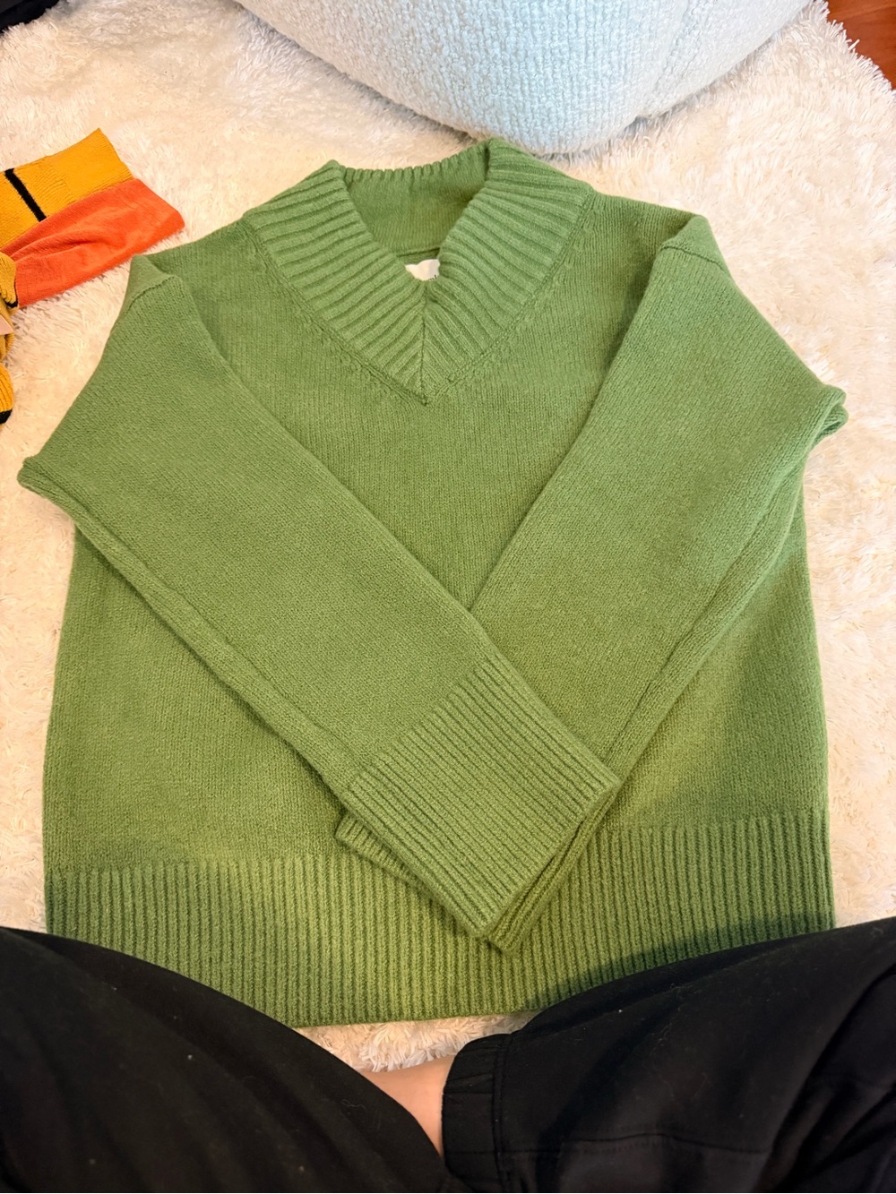 Abercrombie & Fitch Light Green V-Neck Sweater